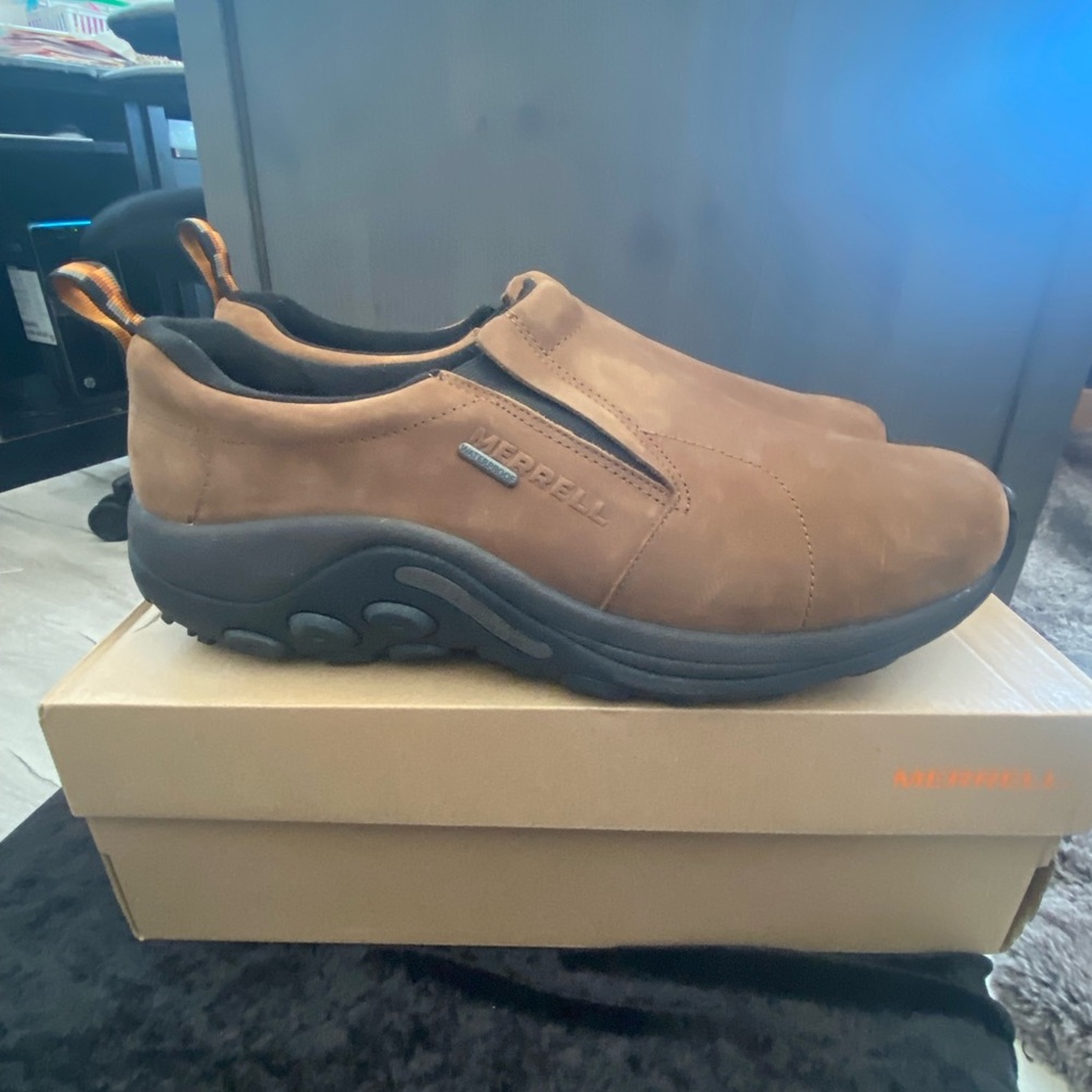 New Men’s Merrell jungle moc nubuck slip-ons brown size 13